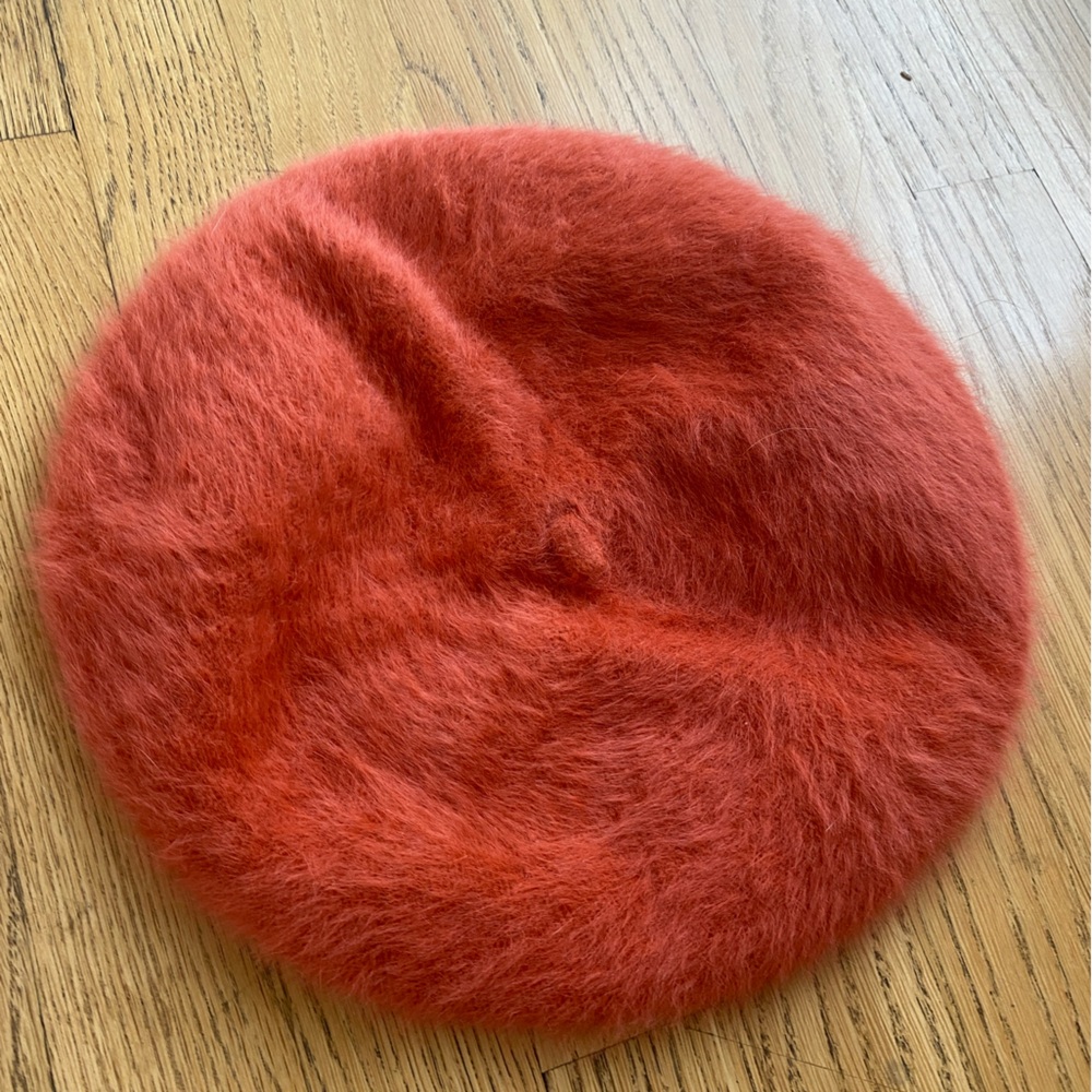 Rust orange rabbit hair beret